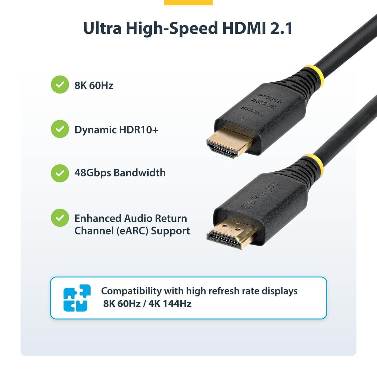 Kabel HDMI Startech HDMI21-CBL-8K60-2M Svart 2 m — thumbnail 11