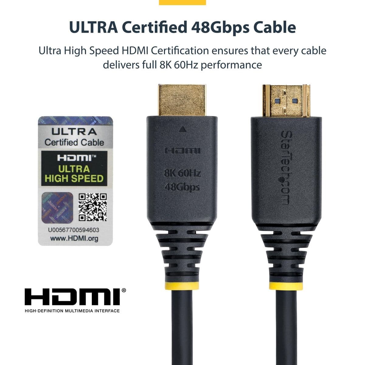 Kabel HDMI Startech HDMI21-CBL-8K60-2M Svart 2 m — thumbnail 4