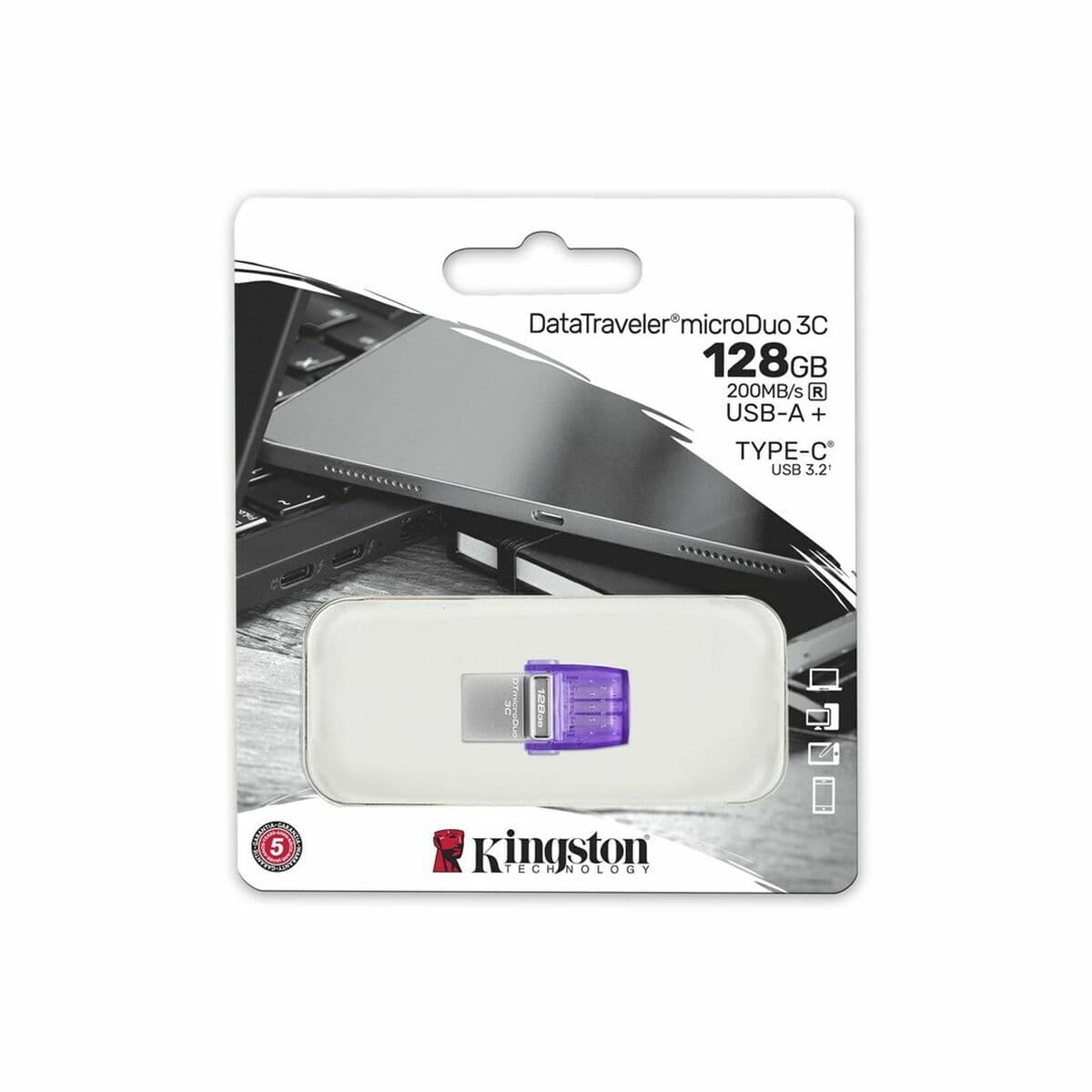 USB-minne Kingston DTDUO3CG3/128GB Purpur 128 GB — thumbnail 3