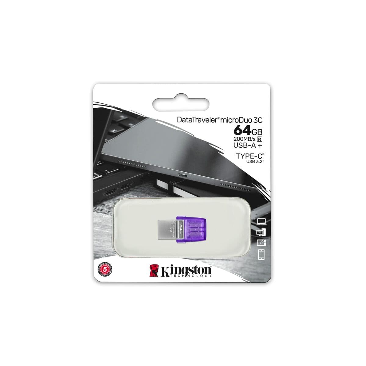 USB-minne Kingston microDuo 3C Purpur Violett 64 GB — thumbnail 29