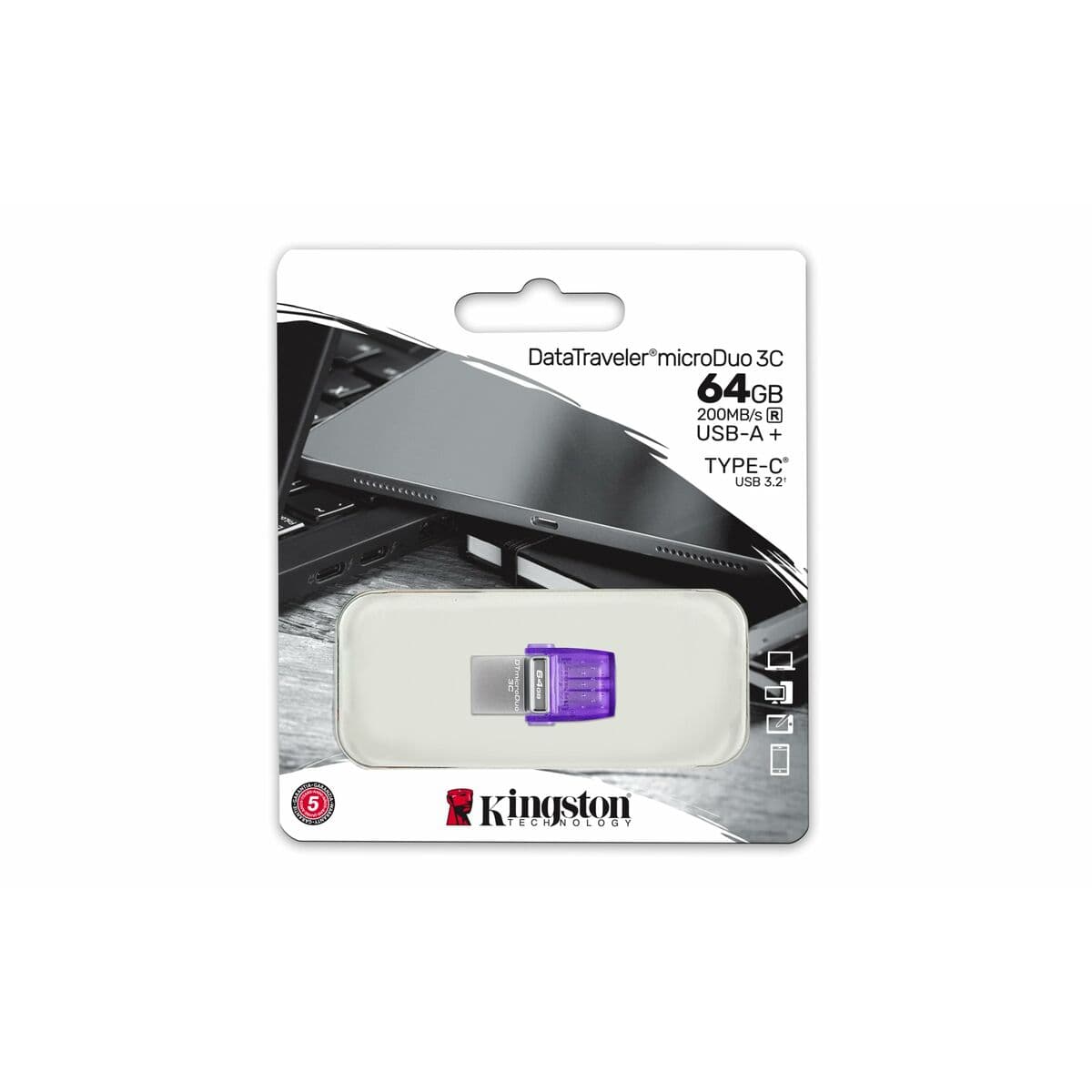 USB-minne Kingston microDuo 3C Purpur Violett 64 GB — thumbnail 18