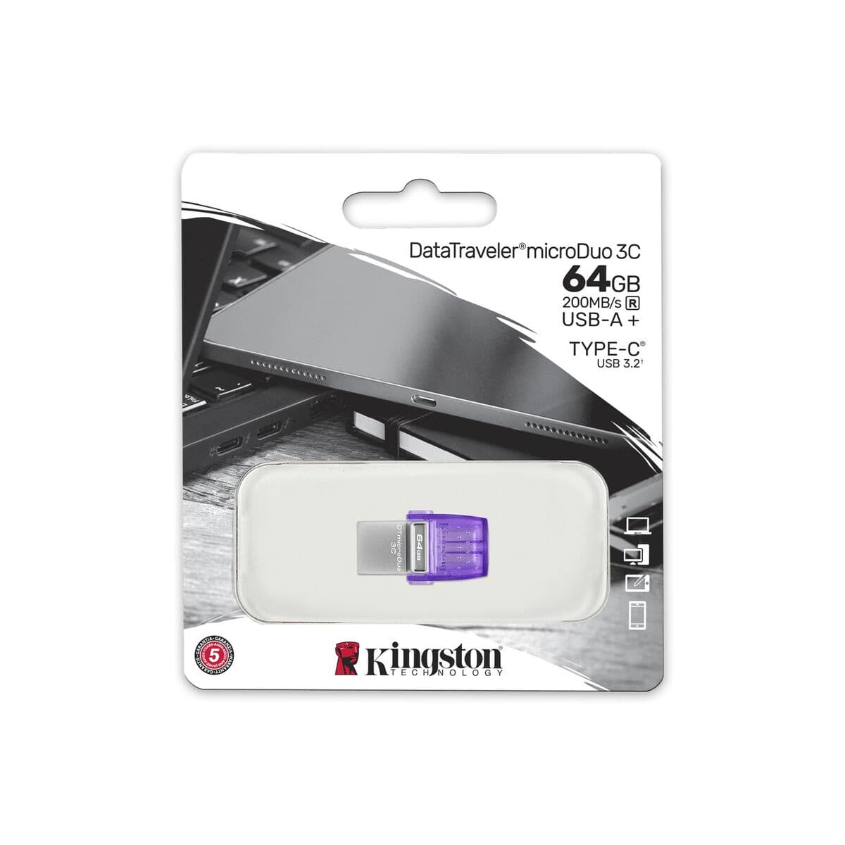 USB-minne Kingston microDuo 3C Purpur Violett 64 GB — thumbnail 10