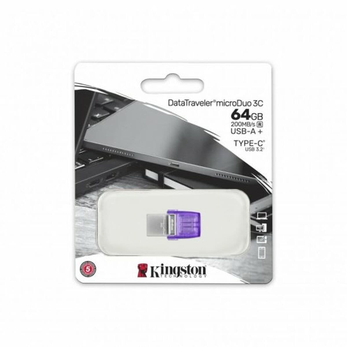 USB-minne Kingston microDuo 3C Purpur Violett 64 GB — thumbnail 5