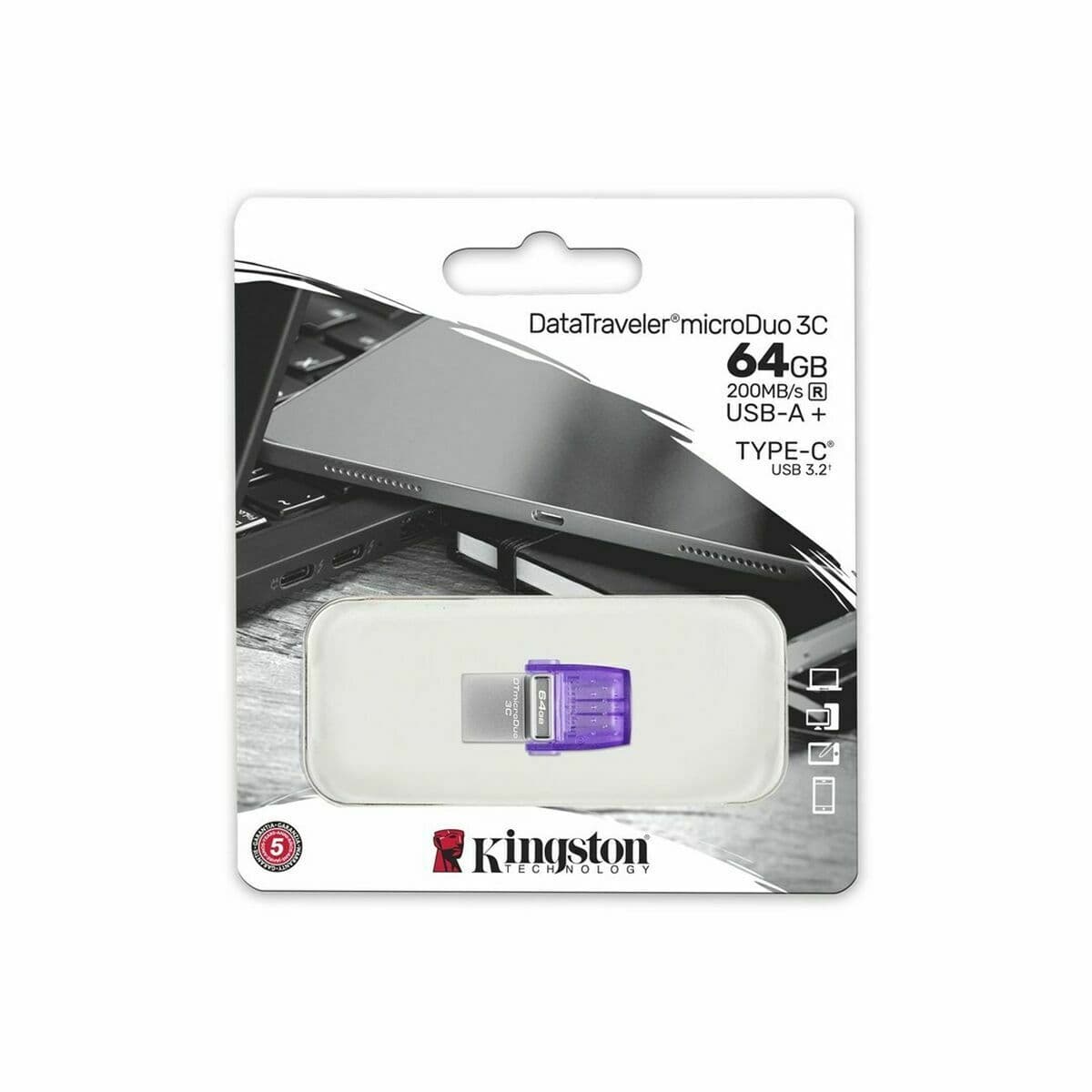 USB-minne Kingston microDuo 3C Purpur Violett 64 GB — thumbnail 34