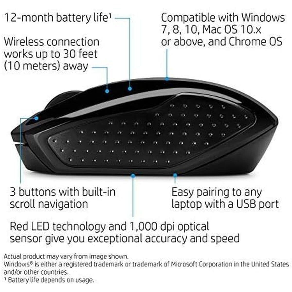 Trådlös Mus HP Wireless Mouse 200 Svart 1000 dpi — thumbnail 25