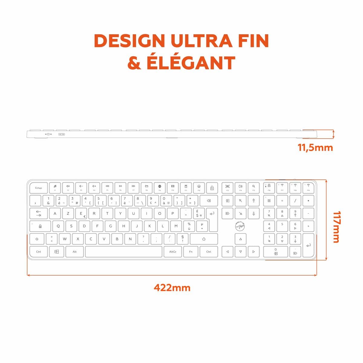 Tangentbord Mobility Lab KP430W Grå — thumbnail 4