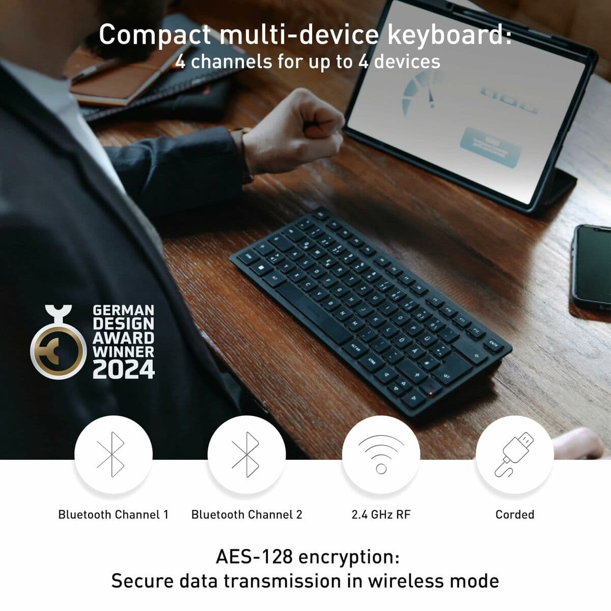 Tangentbord Cherry KW 9200 MINI Qwerty Spanska Svart — thumbnail 13