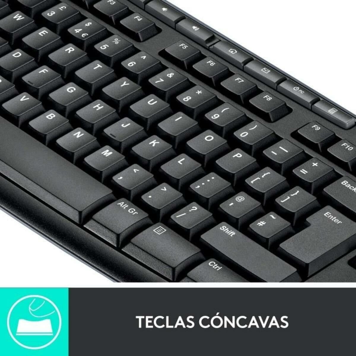 Tangentbord med optisk mus Logitech MK270 Svart Qwerty Spanska QWERTY — thumbnail 5