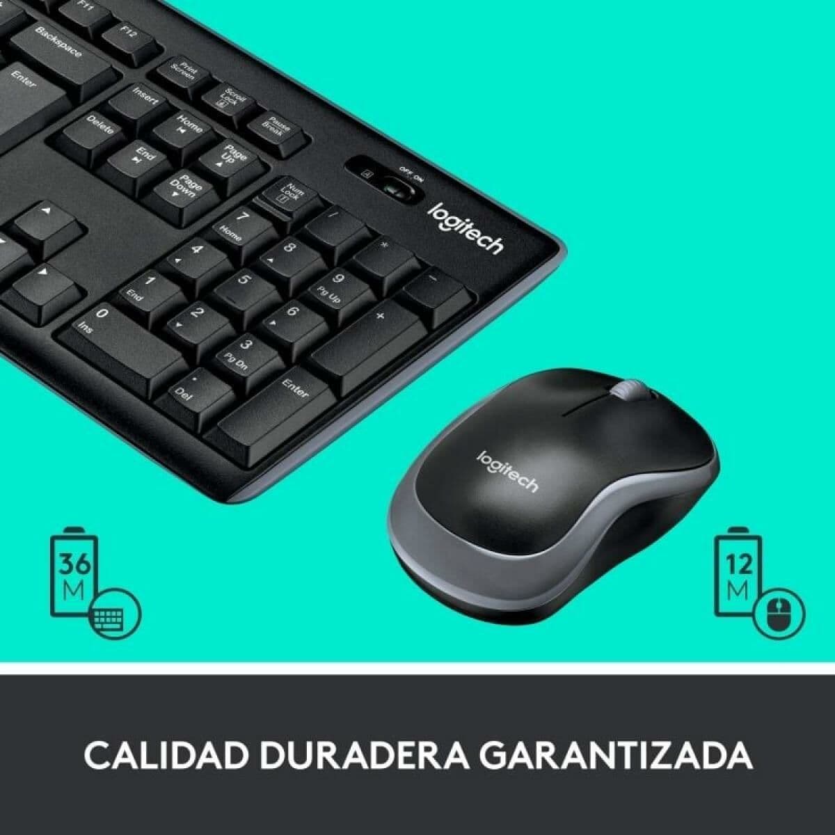 Tangentbord med optisk mus Logitech MK270 Svart Qwerty Spanska QWERTY — thumbnail 4