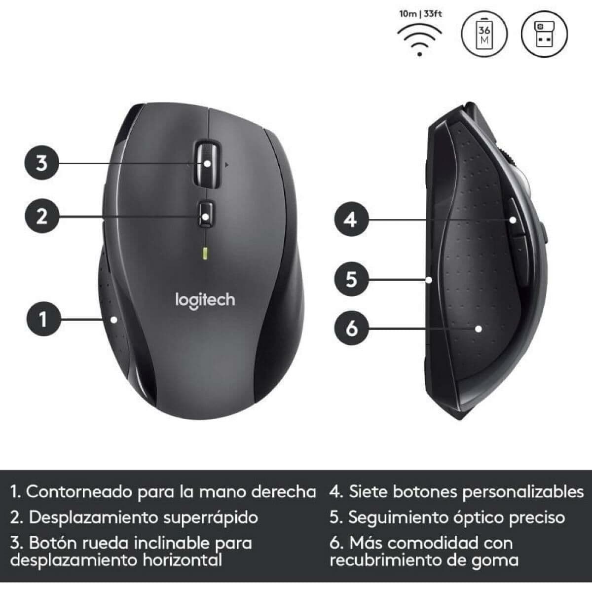 Trådlös Mus Logitech 910-006034 Svart 1000 dpi — thumbnail 3