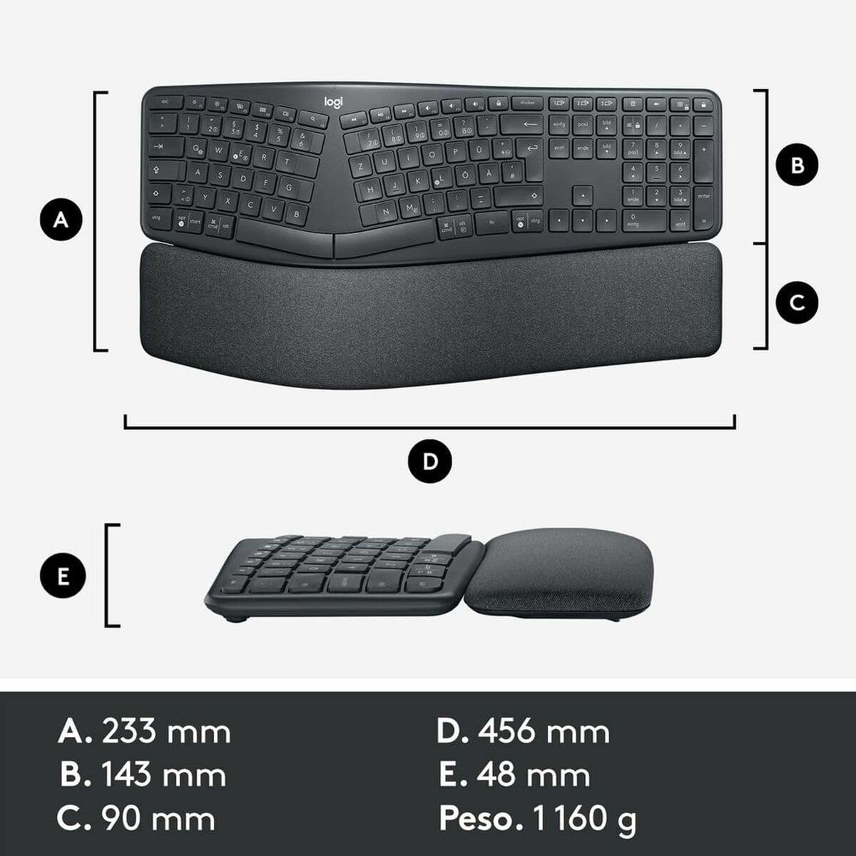 Trådlöst Tangentbord Logitech Ergo K860 Blå Qwerty Spanska — thumbnail 13