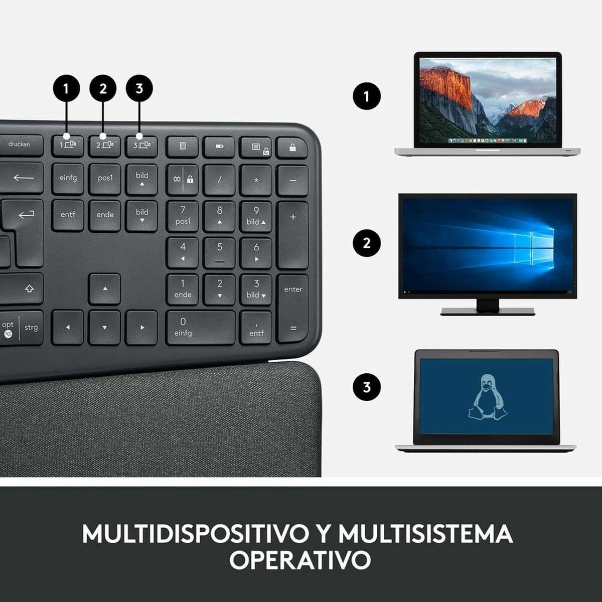 Trådlöst Tangentbord Logitech Ergo K860 Blå Qwerty Spanska — thumbnail 4