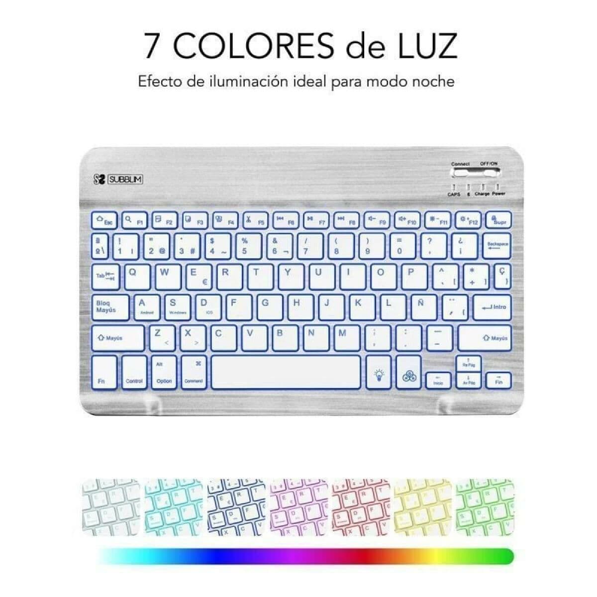 Bluetooth Tangentbord Subblim SUB-KBT-SMBL30 Multicolour Silvrig Qwerty Spanska QWERTY — thumbnail 2