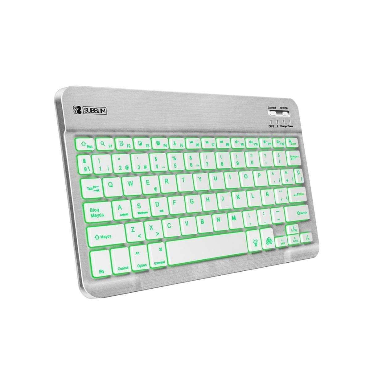 Bluetooth Tangentbord Subblim SUB-KBT-SMBL30 Multicolour Silvrig Qwerty Spanska QWERTY — thumbnail 12