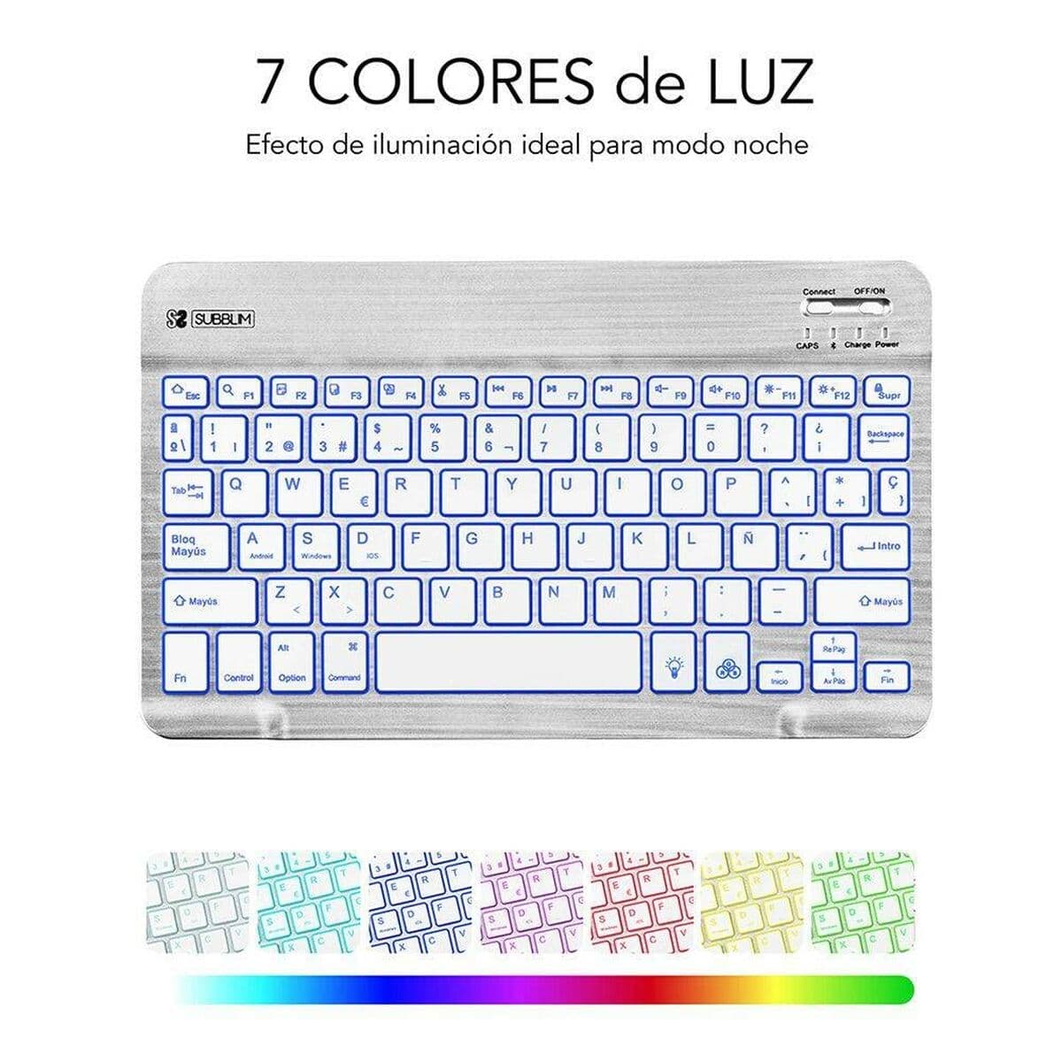 Bluetooth Tangentbord Subblim SUB-KBT-SMBL30 Multicolour Silvrig Qwerty Spanska QWERTY — thumbnail 7