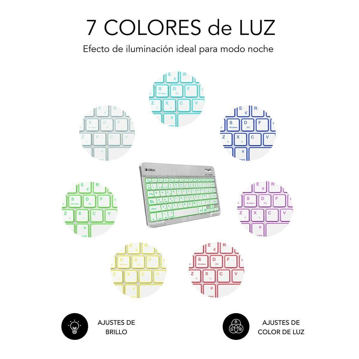 Bluetooth Tangentbord Subblim SUB-KBT-SMBL30 Multicolour Silvrig Qwerty Spanska QWERTY — thumbnail 6