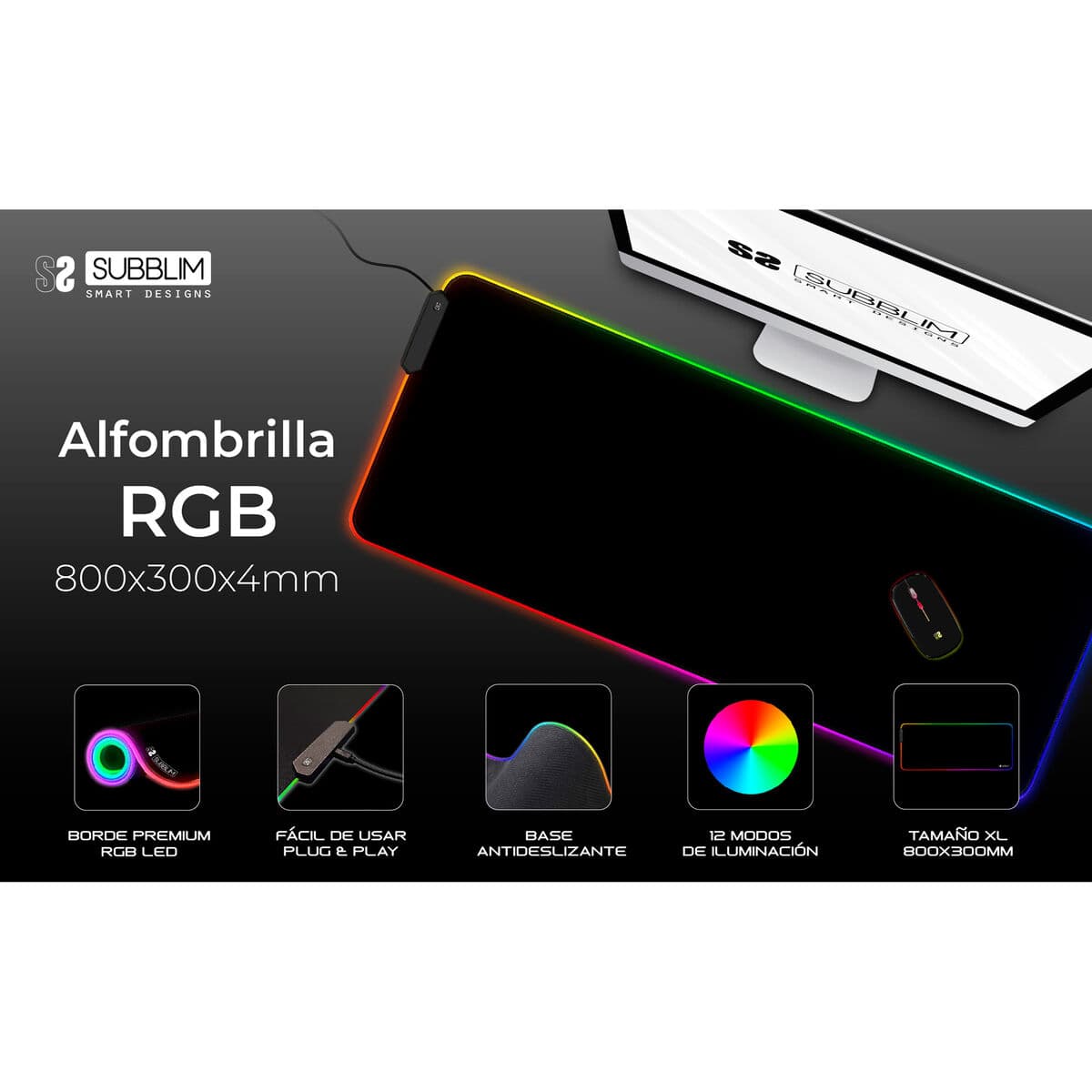 Musmatta Subblim SUBMP-02RGB01 Svart Multicolour — thumbnail 7