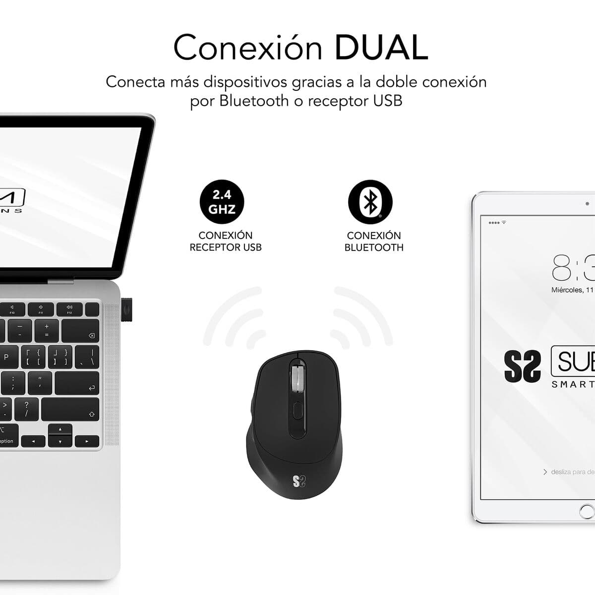 Optisk Mus Subblim SUBMO-EDCON01 Svart 2400 dpi — thumbnail 19