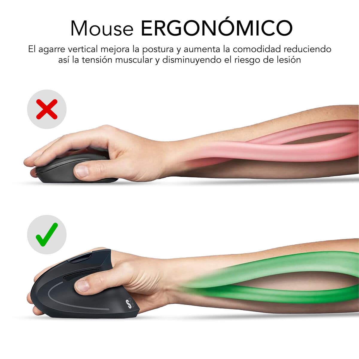 Optisk Mus Ergonomisk Subblim SUBMO-EDGVW01 Svart 1600 dpi — thumbnail 8