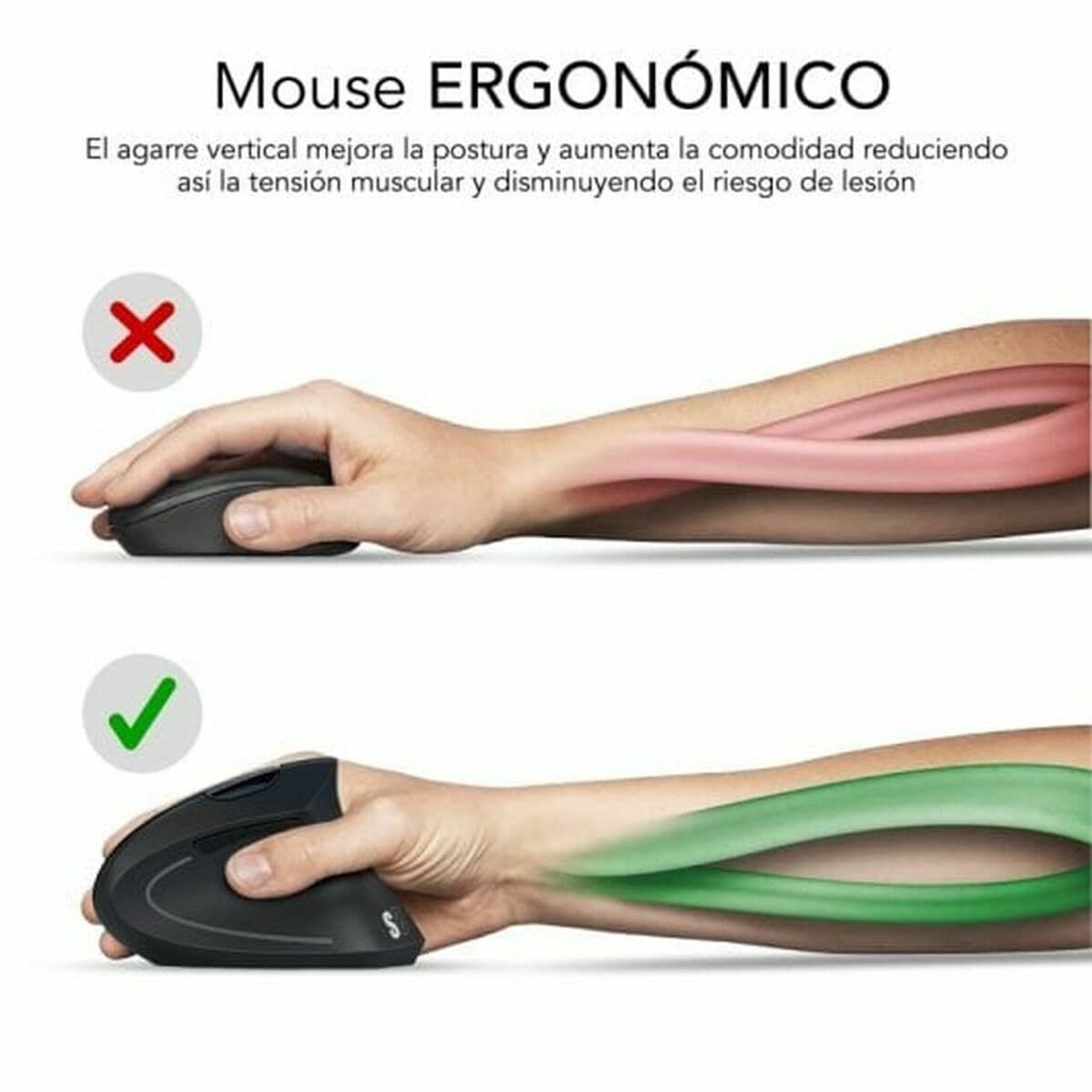 Optisk Mus Ergonomisk Subblim SUBMO-EDGVW01 Svart 1600 dpi — thumbnail 33
