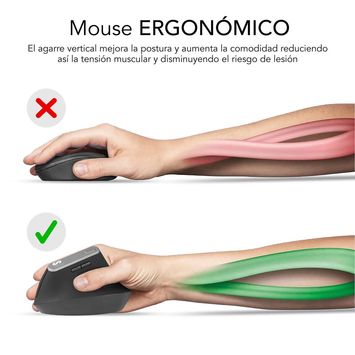 Optisk Mus Ergonomisk Subblim SUBMO-EDNVW02 Vit 4000 dpi — thumbnail 4