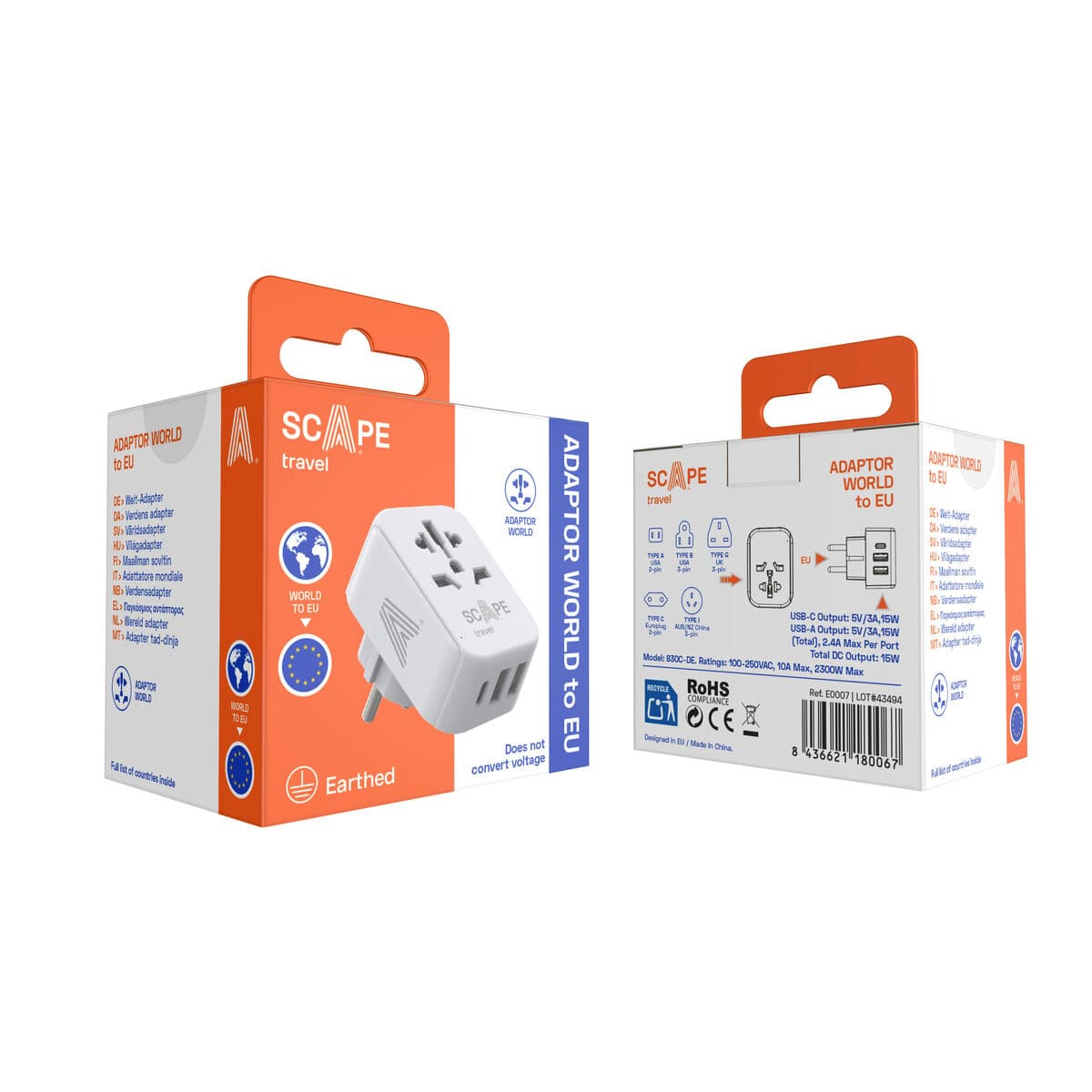 Plugg adapter Scape Travel 830C-DE Plast — thumbnail 3