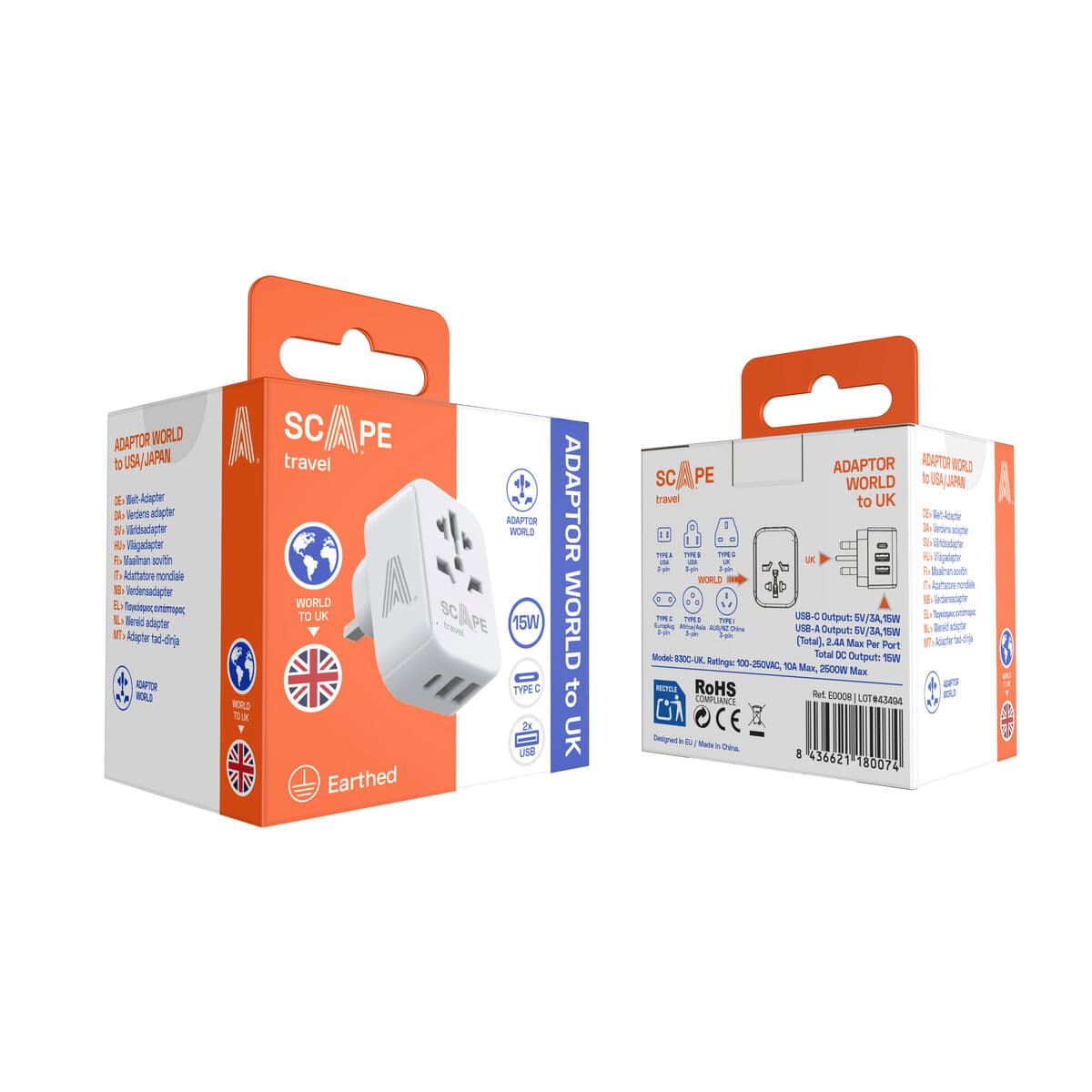 Plugg adapter Scape Travel 830C-UK Plast 150 W — thumbnail 3