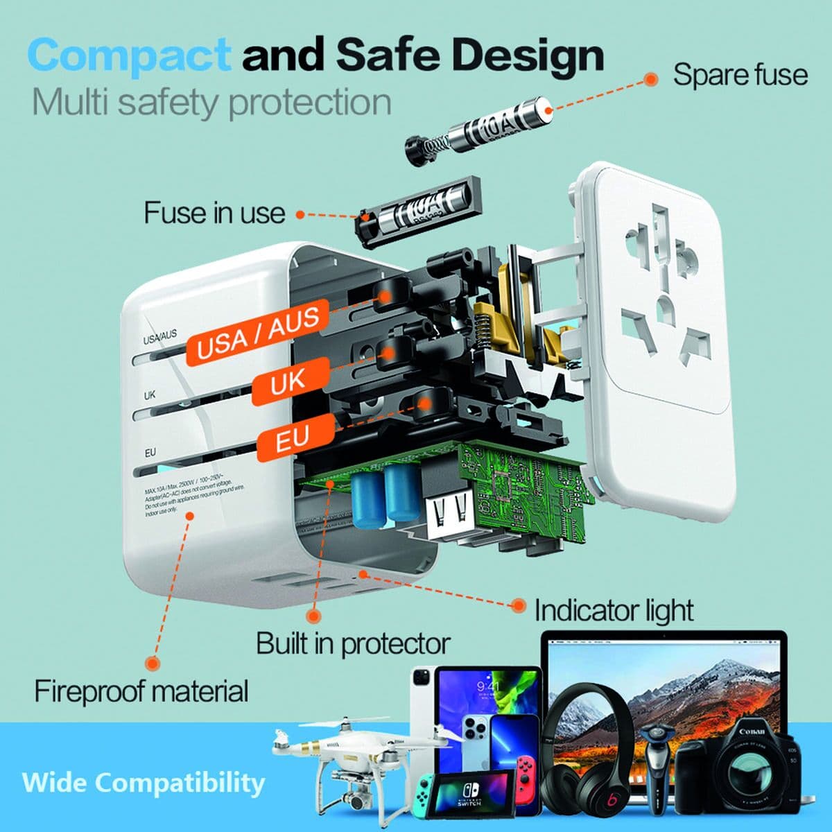 Plugg adapter Scape Travel 651UC Plast — thumbnail 6