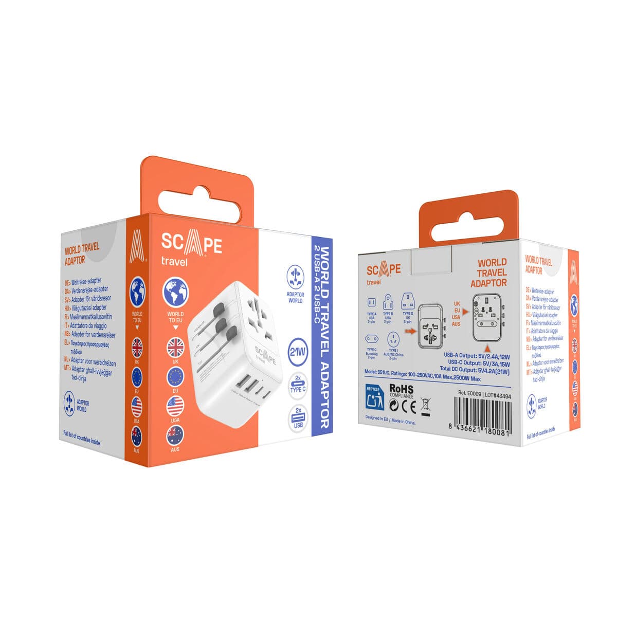 Plugg adapter Scape Travel 651UC Plast — thumbnail 3