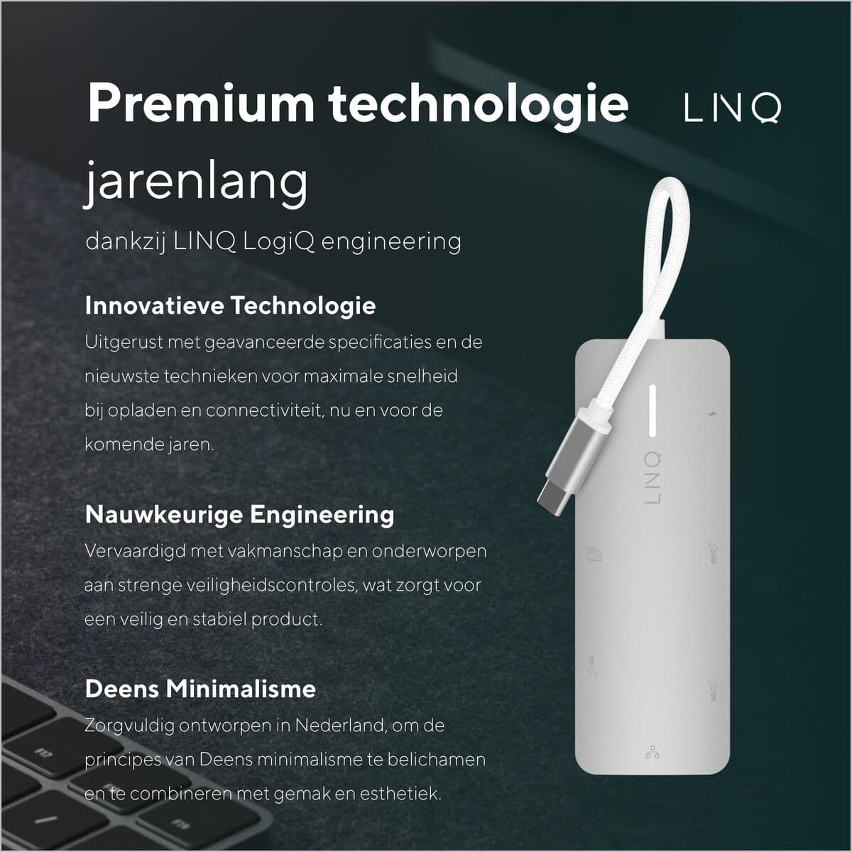 USB-HUB Linq Byelements LQ49081 Vit Grå — thumbnail 4