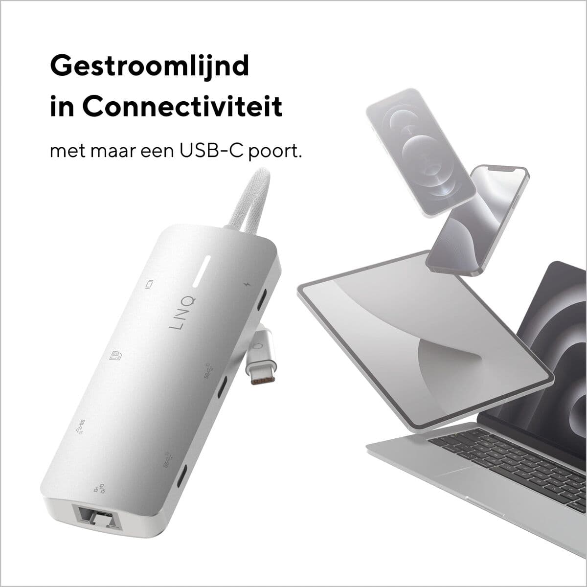 USB-HUB Linq Byelements LQ49081 Vit Grå — thumbnail 3