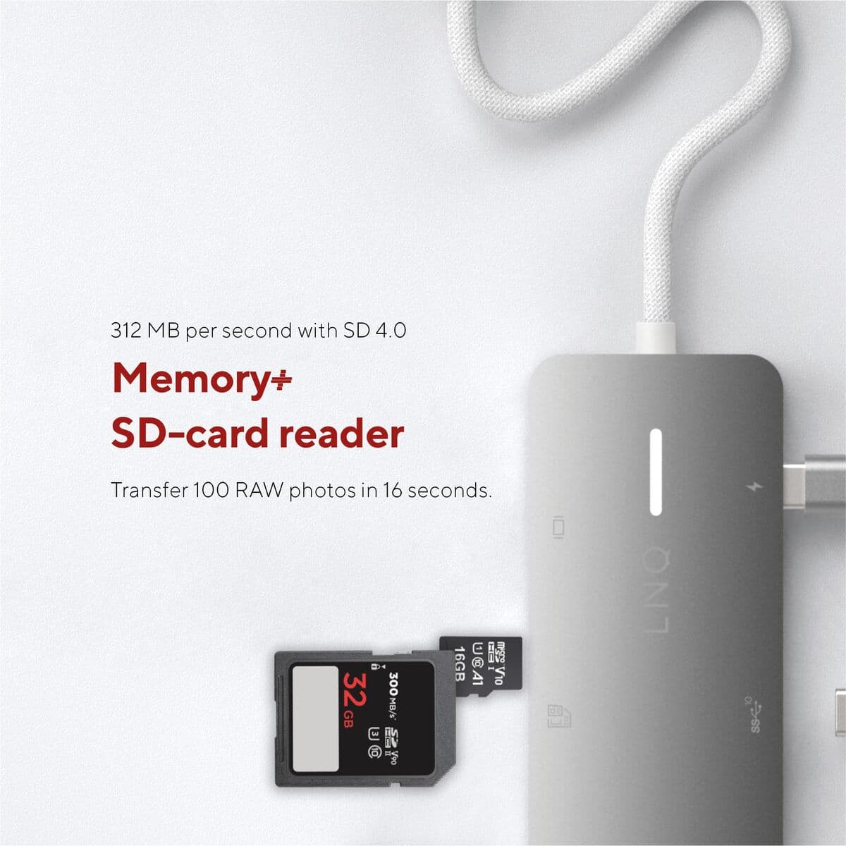 USB-HUB Linq Byelements LQ49081 Vit Grå — thumbnail 11