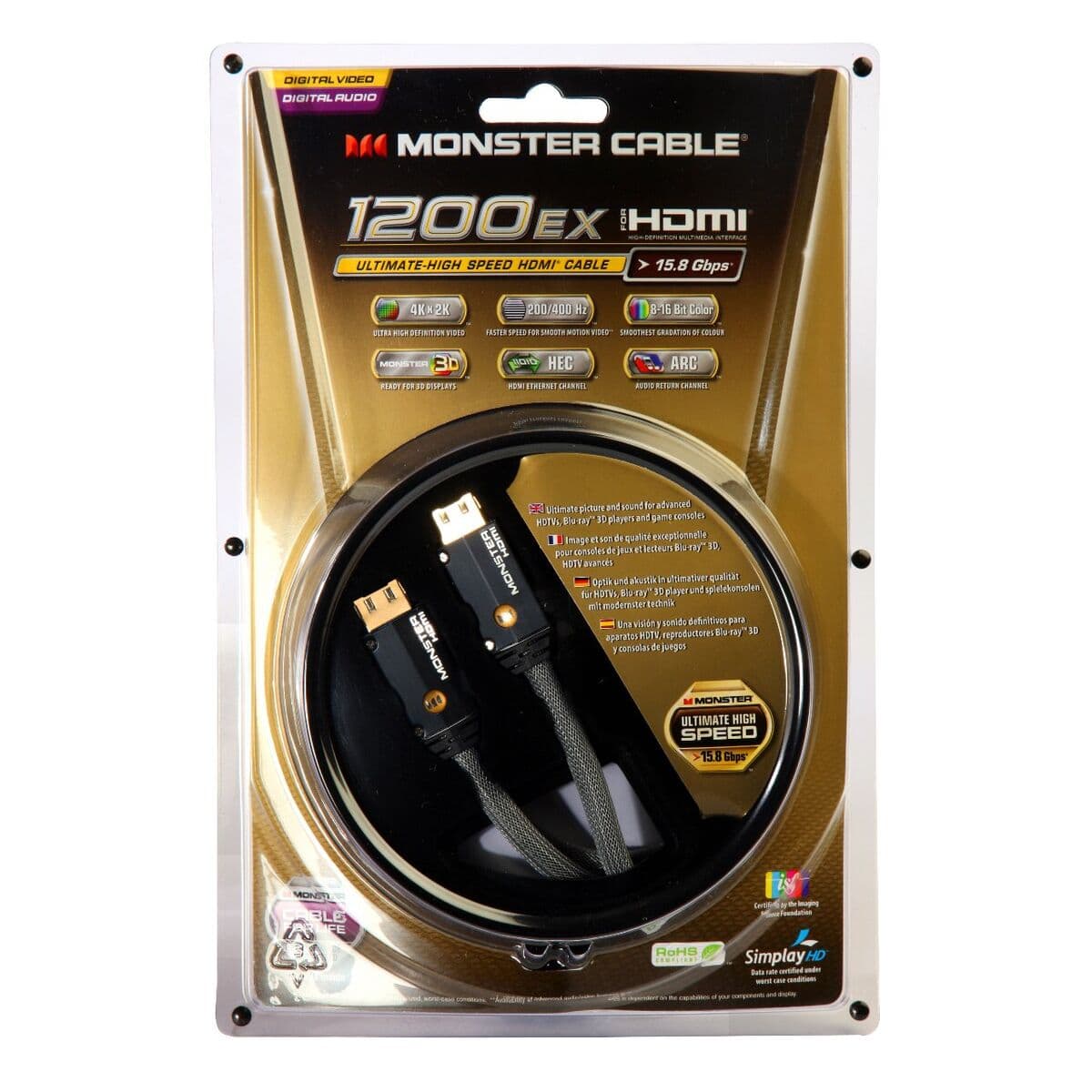 Kabel HDMI MONSTER 1200HDEXS Svart 2 m